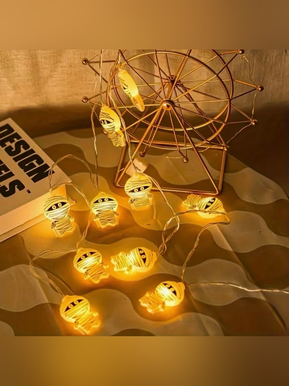 Halloween Mummy String LED Lights - Warm Yellow - Picture 4 of 5